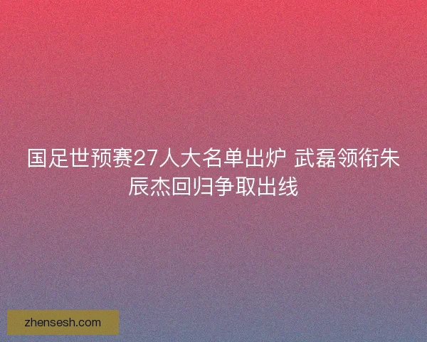 国足世预赛27人大名单出炉 武磊领衔朱辰杰回归争取出线